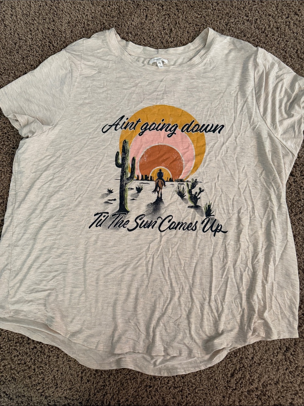 Maurices Cream Graphic Tee with Yellow & Pink Sun